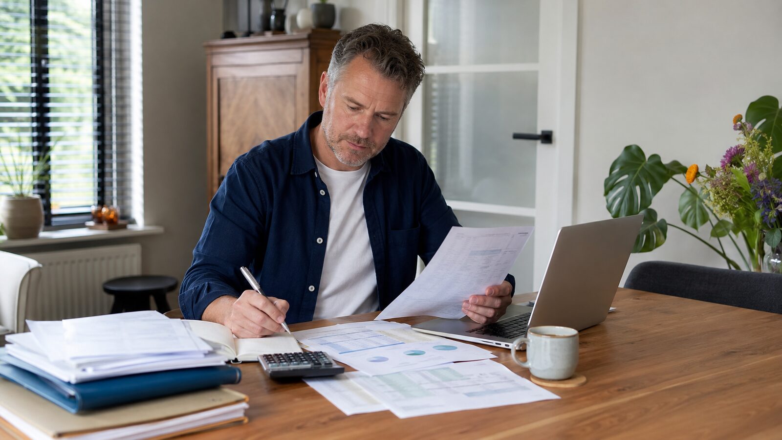 Een doorzichtige kist met het label BOX 3, verdeeld in drie vakken met spaargeld, beleggingen en een tweede woning